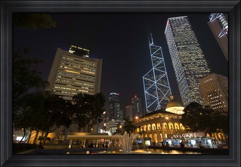Framed City Skyline, Statue Square, Hong Kong, China Print
