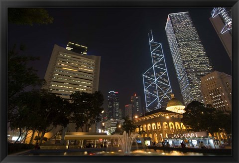 Framed City Skyline, Statue Square, Hong Kong, China Print