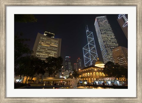 Framed City Skyline, Statue Square, Hong Kong, China Print