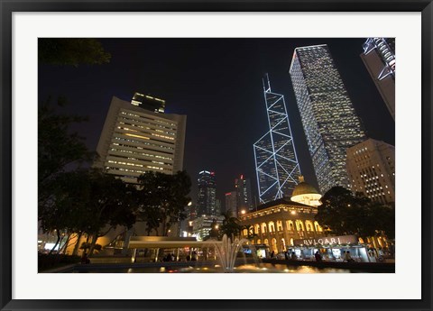 Framed City Skyline, Statue Square, Hong Kong, China Print