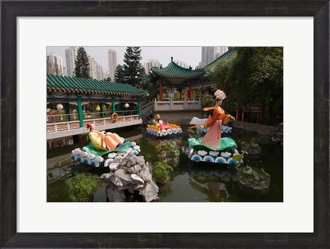 Framed Wong Tai Sin Temple, Wong Tai Sin District, Kowloon, Hong Kong, China Print