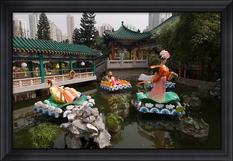 Framed Wong Tai Sin Temple, Wong Tai Sin District, Kowloon, Hong Kong, China Print