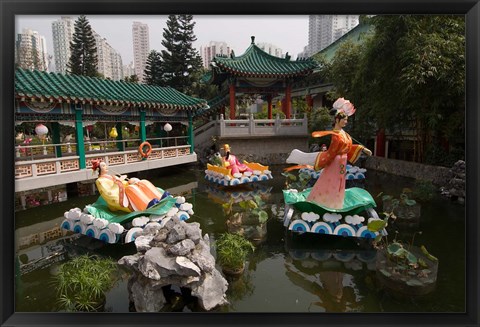 Framed Wong Tai Sin Temple, Wong Tai Sin District, Kowloon, Hong Kong, China Print