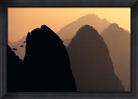 Framed China, Huangshan Mountains, Sunlight Print