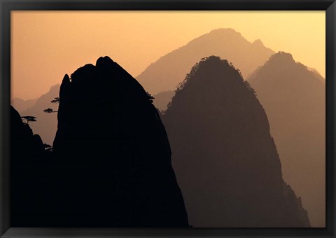 Framed China, Huangshan Mountains, Sunlight Print