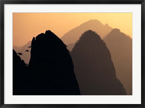 Framed China, Huangshan Mountains, Sunlight Print