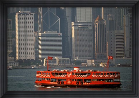 Framed Star Ferry in Hong Kong Harbor, Hong Kong, China Print
