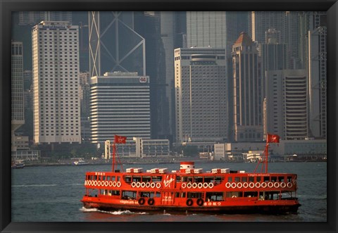 Framed Star Ferry in Hong Kong Harbor, Hong Kong, China Print