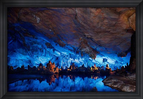 Framed China, Guilin, Reed Flute Cave natural formations Print
