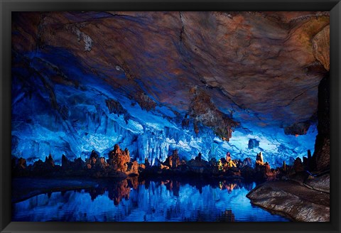 Framed China, Guilin, Reed Flute Cave natural formations Print