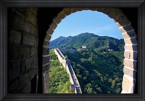 Framed China, Huairou, Mutianyu, Great Wall, turret window Print