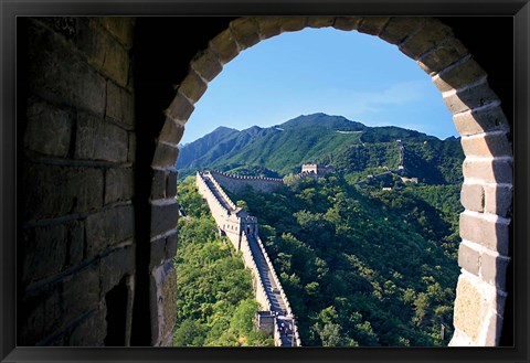 Framed China, Huairou, Mutianyu, Great Wall, turret window Print