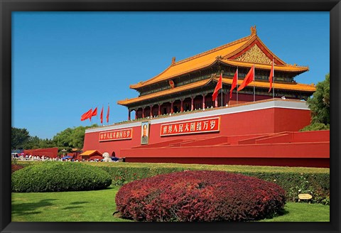 Framed Gate of Heavenly Peace Gardens, The Forbidden City, Beijing, China Print