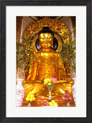 Framed Golden Buddha in Sha Tin Cemetery, Hong Kong, China Print