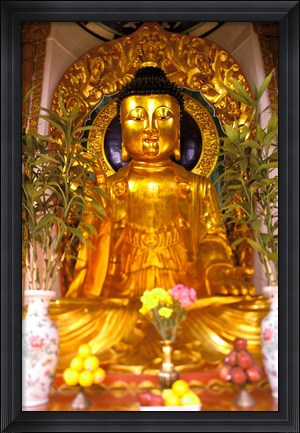 Framed Golden Buddha in Sha Tin Cemetery, Hong Kong, China Print