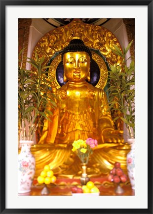 Framed Golden Buddha in Sha Tin Cemetery, Hong Kong, China Print