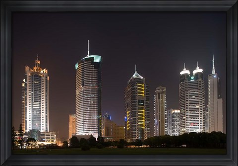 Framed High Rise Office Towers and Skyscrapers Line Pudong Economic Zone, Shanghai, China Print