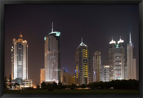 Framed High Rise Office Towers and Skyscrapers Line Pudong Economic Zone, Shanghai, China Print