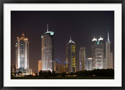 Framed High Rise Office Towers and Skyscrapers Line Pudong Economic Zone, Shanghai, China Print