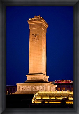 Framed Monument to the People&#39;s Heroes, Tiananmen Square, Beijing, China Print