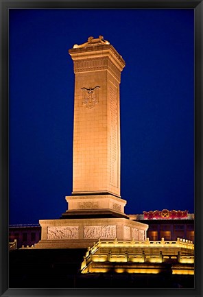 Framed Monument to the People&#39;s Heroes, Tiananmen Square, Beijing, China Print