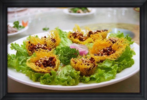 Framed Dish Served at Restaurant, Beijing, China Print