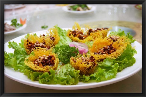 Framed Dish Served at Restaurant, Beijing, China Print