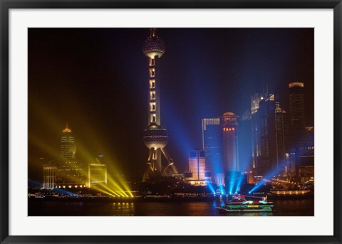 Framed Oriental Pearl TV Tower in Pudong Park, Shanghai, China Print