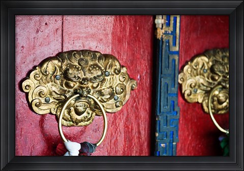 Framed Dragon Head Door Grip, Likir, Ladakh, India Print