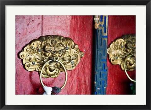 Framed Dragon Head Door Grip, Likir, Ladakh, India Print