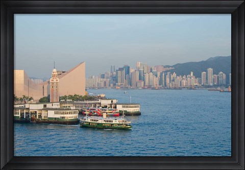 Framed Kowloon ferry terminal and clock tower, Hong Kong, China Print