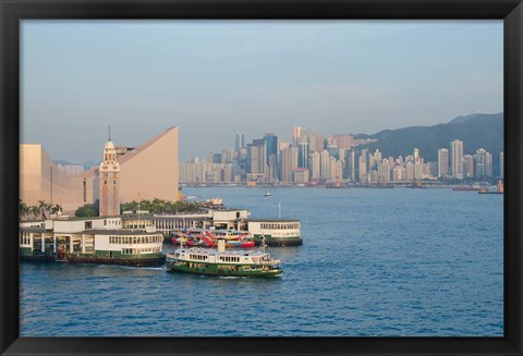 Framed Kowloon ferry terminal and clock tower, Hong Kong, China Print