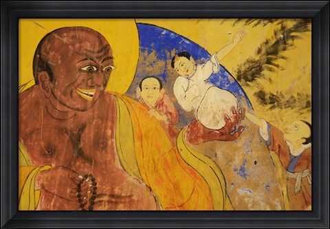 Framed Colorful Wall Painting, Thiksey, Ladakh, India Print