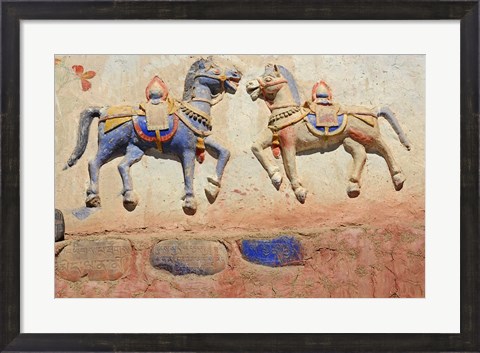 Framed India, Ladakh, Thiksey, Indian and Buddhist gods Print