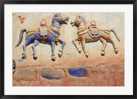 Framed India, Ladakh, Thiksey, Indian and Buddhist gods Print