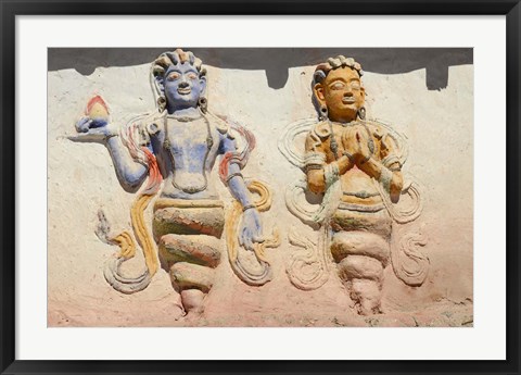 Framed Indian And Buddhist Gods On Temple, Thiksey, Ladakh, India Print