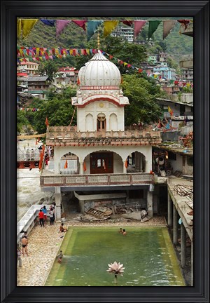 Framed Sri Guru Nanak Ji Gurdwara Shrine, Manikaran, Himachal Pradesh, India Print