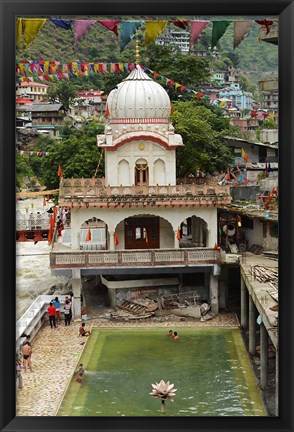 Framed Sri Guru Nanak Ji Gurdwara Shrine, Manikaran, Himachal Pradesh, India Print