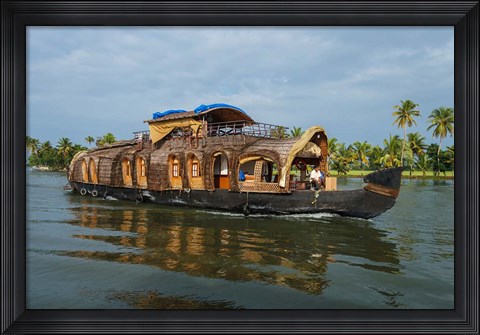 Framed Cruise Boat in Backwaters, Kerala, India Print