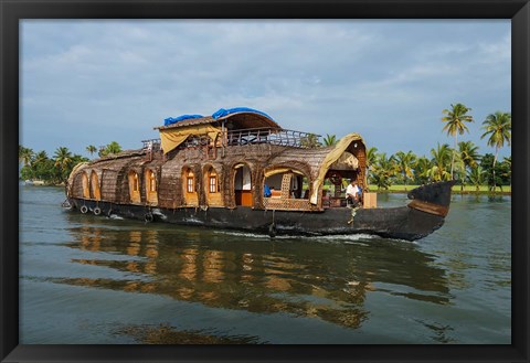 Framed Cruise Boat in Backwaters, Kerala, India Print