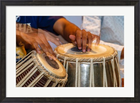 Framed Drum Player&#39;s Hands, Varanasi, India Print