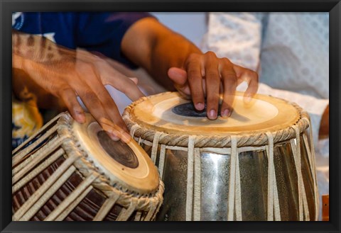 Framed Drum Player&#39;s Hands, Varanasi, India Print