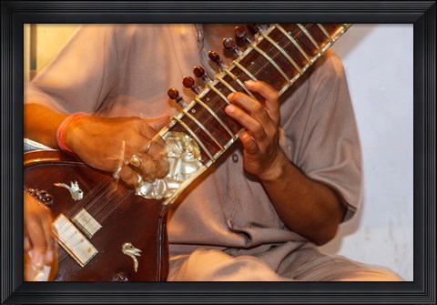 Framed Sitar Player, Varanasi, India Print