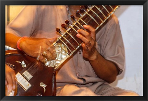 Framed Sitar Player, Varanasi, India Print