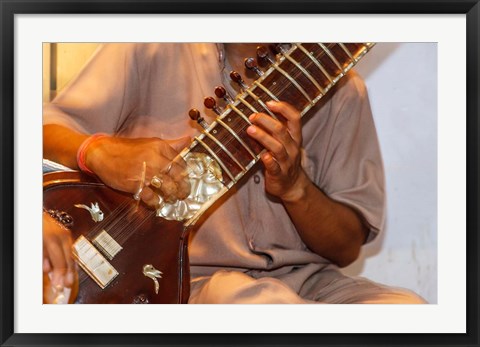 Framed Sitar Player, Varanasi, India Print