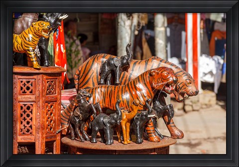 Framed Souvenir Tiger Sculptures, New Delhi, India Print
