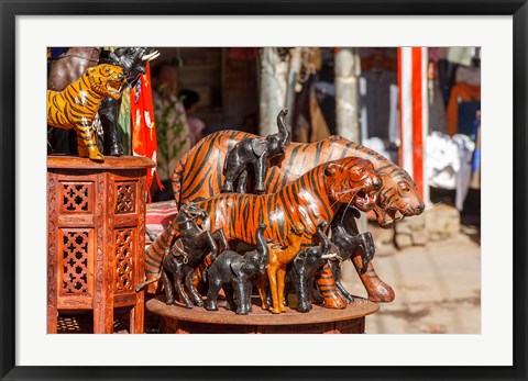Framed Souvenir Tiger Sculptures, New Delhi, India Print