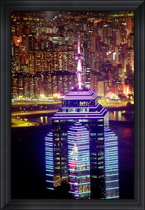 Framed Hong Kong from Victoria Peak with The Center, China Print