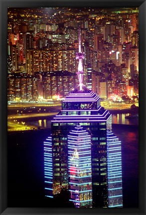 Framed Hong Kong from Victoria Peak with The Center, China Print