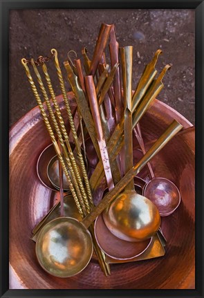 Framed Metal spoons, Lijiang Market, Lijiang, Yunnan Province, China Print